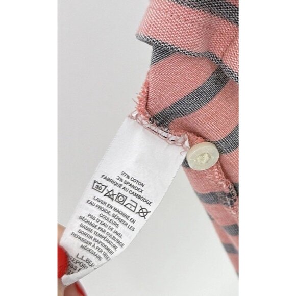 L.L.Bean Polo Shirt Men’s Muted Pink Striped Traditional Fit Sz L Preppy Classic - Picture 6 of 8